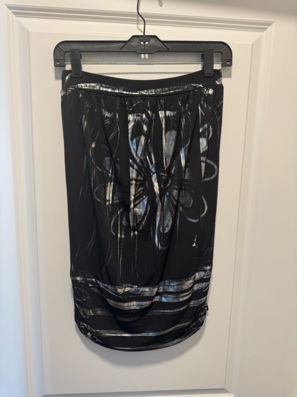 Moa Moa Black Tank Top with Silver Metallic Floral Accent